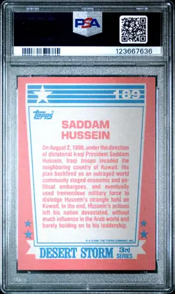 1991 TOPPS DESERT STORM #189 SADDAM HUSSEIN PSA 9 - Image 2