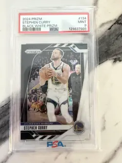 2024-25 Panini Prizm BLACK WHITE PANDA Stephen Curry SSP Card #134 PSA 9 SP - Image 1