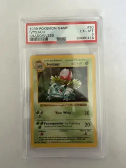 Pokemon Ivysaur Base Set 1999 Shadowless Card 30/102 PSA 6 EX-MT - Image 1
