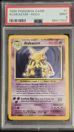 Pokemon, 1999, Base Set, Alakazam Holo, PSA 9 - Image 1