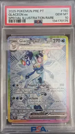 2025 POKEMON PRE PT-PRISMATIC EVOLUTIONS PORTUGUESE #150 GLACEON EX PSA 10 - Image 1