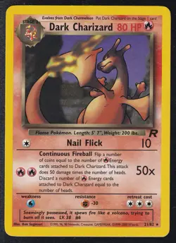 Pokemon Dark Charizard 21/82 Rare Non Holo Team Rocket WOTC Vintage - Image 1