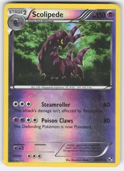 Scolipede 54/114 Rare Black & White Pokemon Reverse Holo HP dmg - Image 1
