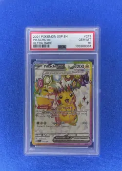 2024 POKEMON SSP EN-SURGING SPARKS ULTRA RARE #219 PIKACHU EX PSA 10 - Image 1