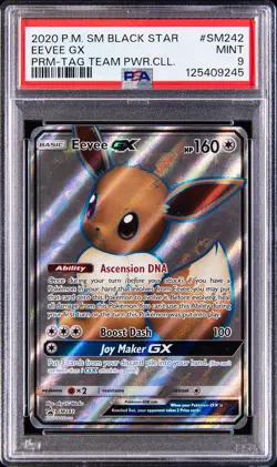 Pokemon TCG Eevee GX SM Black Star Promo SM242 Full Art Basic Holo PSA 9 - Image 1