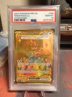 2025 POKEMON PRE EN-PRISMATIC EVOLUTIONS HYPER RARE #180 TERAPAGOS EX PSA 10 - Image 1