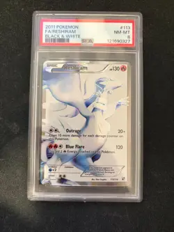 2011 POKEMON BLACK & WHITE #113/114 RESHIRAM FULL ART 113/114 PSA 8 - Image 1