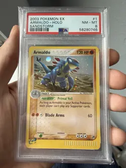 2003 POKEMON EX SANDSTORM #1 01/100 ARMALDO-HOLO SANDSTORM PSA 8 Case Wiggle - Image 3