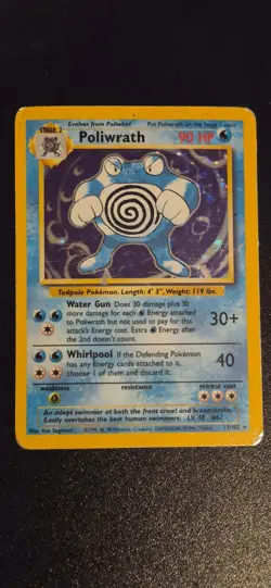 Poliwrath 13/102 Holo Rare Base Set Unlimited Pokemon HP - Image 1