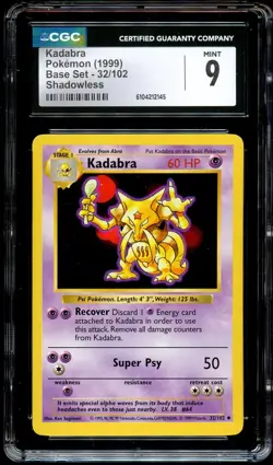 CGC 9 MINT Kadabra 32/102 SHADOWLESS Base Set Pokemon Card 145 - Image 2