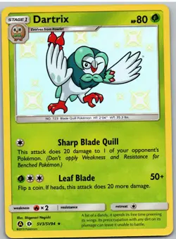 Dartrix SV3/SV94 Shiny Rare Hidden Fates Shiny Vault Pokemon NM - Image 1