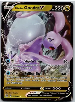Hisuian Goodra V 135/196 Holo V Rare Lost Origin Pokemon NM - Image 1