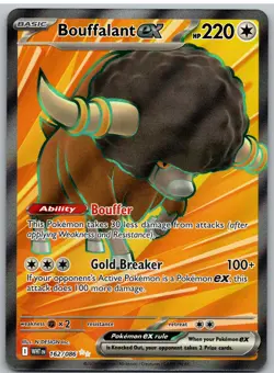 Bouffalant ex - 162/086 162/086 Holo Ultra Rare SV: White Flare Pokemon NM - Image 1