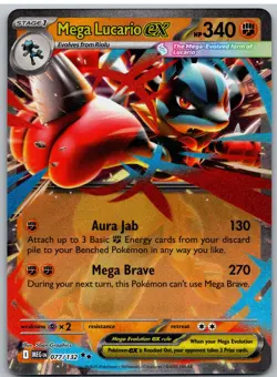 Mega Lucario ex 077/132 Double Rare Mega Evolution Pokemon NM - Image 1