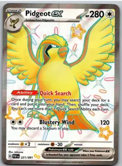 Pidgeot ex 221/091 Shiny Ultra Rare Paldean Fates Pokemon NM - Image 1