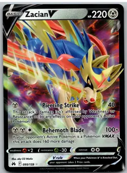 Zacian V 095/159 Holo V Rare Crown Zenith Pokemon NM - Image 1