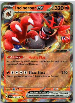 Incineroar ex 034/162 Double Rare Temporal Forces Pokemon NM - Image 1