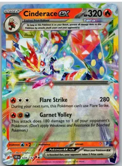 Cinderace ex 28/142 Double Rare Stellar Crown Pokemon NM - Image 1
