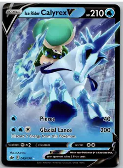 Ice Rider Calyrex V 045/198 Holo V Rare Chilling Reign Pokemon NM - Image 1