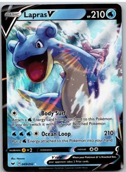 Lapras V 049/202 Holo V Rare Sword & Shield Pokemon NM - Image 1