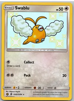 Swablu SV42/SV94 Shiny Rare Hidden Fates Shiny Vault Pokemon NM - Image 1