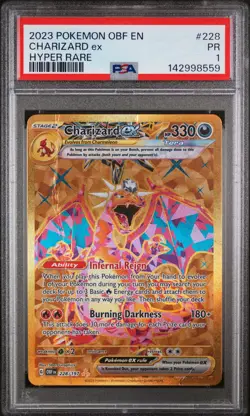 2023 POKEMON OBF EN-OBSIDIAN FLAMES HYPER RARE #228 CHARIZARD EX PSA 1 - Image 1