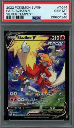 2022 Pokemon SWSH Silver Tempest TG14/TG30 BLAZIKEN V Full Art PSA 10 Gem Mint - Image 1