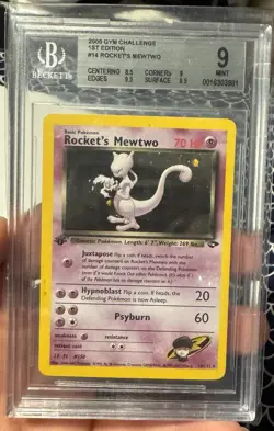 2000 Pokemon Gym Challenge 1st Edition #14 Rocket's Mewtwo Holo BGS 9.0 - Image 1