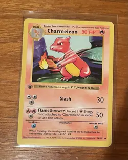 1st Edition Shadowless Charmeleon 24 Pokemon Base Set Heavily Played - Image 1