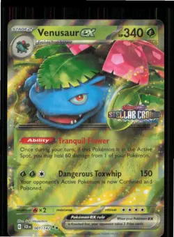 Venusaur ex (Stellar Crown Stamp) 001/142 Holo Cards & Products Pokemon NM - Image 1