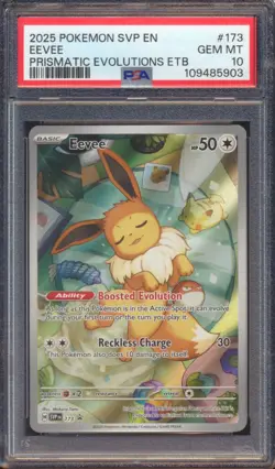 2025 POKEMON PRISMATIC EVOLUTIONS ETB EEVEE #173 PSA 10! - Image 1