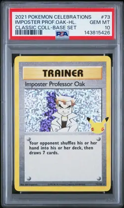 PSA 10 Gem Mint 2021 Pokemon Celebrations Imposter Professor Oak Holo #73 - Image 1