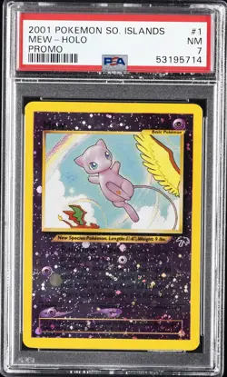 2001 POKEMON SOUTHERN ISLANDS PROMO #1 MEW-HOLO PSA 7 - Image 1