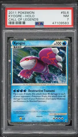 PSA 7 NM Kyogre Shiny Ultra Rare Holo #SL6 2011 Pokemon Call of Legends - Image 1
