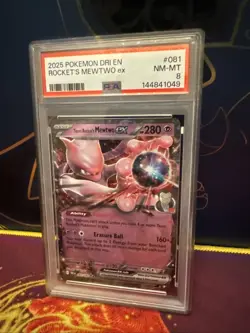 2025 Pokemon Destined Rivals Rocket's Mewtwo Ex #081 PSA 8 - Image 3