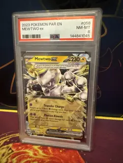 POKEMON 2023 Paradox Rift MEWTWO EX #058 PSA 8 RARE - Image 3