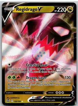 Regidrago V 135/195 Holo V Rare Silver Tempest Pokemon NM - Image 1