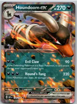 Houndoom ex 134/197 Double Rare Obsidian Flames Pokemon NM - Image 1