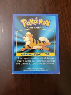 MP! Pokemon Nintendo Kelloggs Tip Card 1999 Growlithe #58 - Image 2