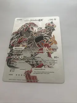 Team Macmas Groudon EX Rose Gold Foil Fan Art Card Hp190 Power Saver 🔥 Pokemon - Image 1