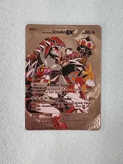 Team Macmas Groudon EX Rose Gold Foil Fan Art Card Hp190 Power Saver 🔥 Pokemon - Image 1