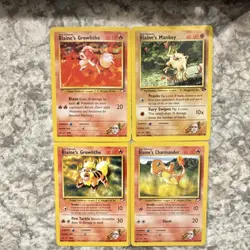 Pokemon TCG Gym Challenge 4 Lot - Blaine's Growlithe, Mankey, Charmander - Image 1