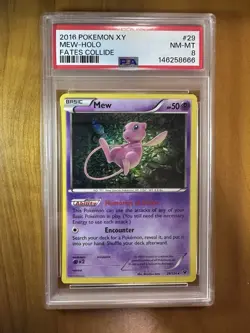 Pokemon 2016 Fates Collide Mew 29/124 Holo Rare English PSA 8 Graded - Image 1