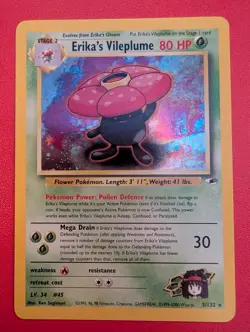 Pokemon Erika's Vileplume 005/132 Gym Heroes Holo Rare 80HP Mega Drain 30 2000 - Image 2