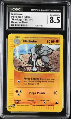CGC 8.5 NM MINT Machoke 38/144 Skyridge REVERSE HOLO Vintage 2003 WOTC Pokemon - Image 1