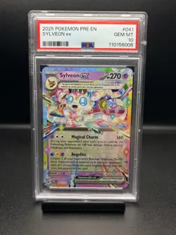 SYLVEON EX 2025 POKEMON PRISMATIC EVOLUTIONS DOUBLE RARE 041/131 PSA 10 - Image 1