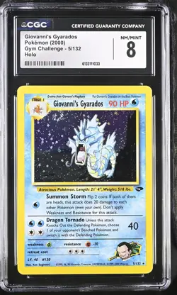 CGC 8 Giovanni's Gyarados 5/132 Holo Gym Challenge Graded Pokemon Card - Image 1