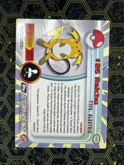 1999 Topps Pokemon Raichu #26 Holo Foil Blue Label Blue Logo Card TV - Image 2