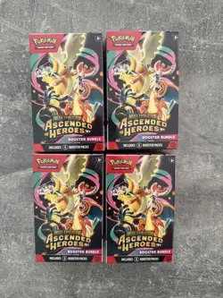 4 X Sealed Ascended Heroes Booster Bundles In Hand From Pokemon Center - Image 1