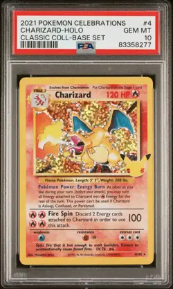 Pokemon 2021 Charizard 4/102 Holo Classic Collection Celebrations PSA 10 - Image 1